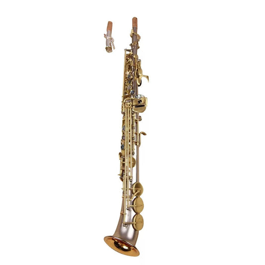 Darron McKinney Demon Chaser 30 Series Brush Nickel Gold Matted Semi Curve Bell Professional Soprano Saxophone